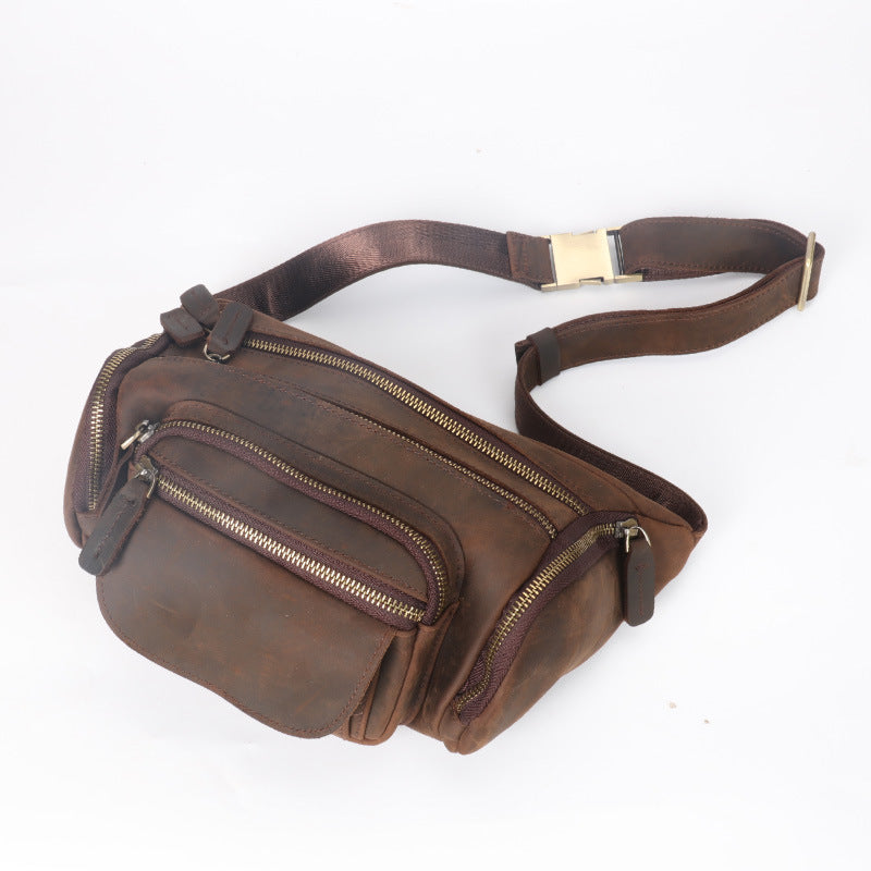 Men's Retro Crazy Horse Leather Genuine Large Men's Waist Packs