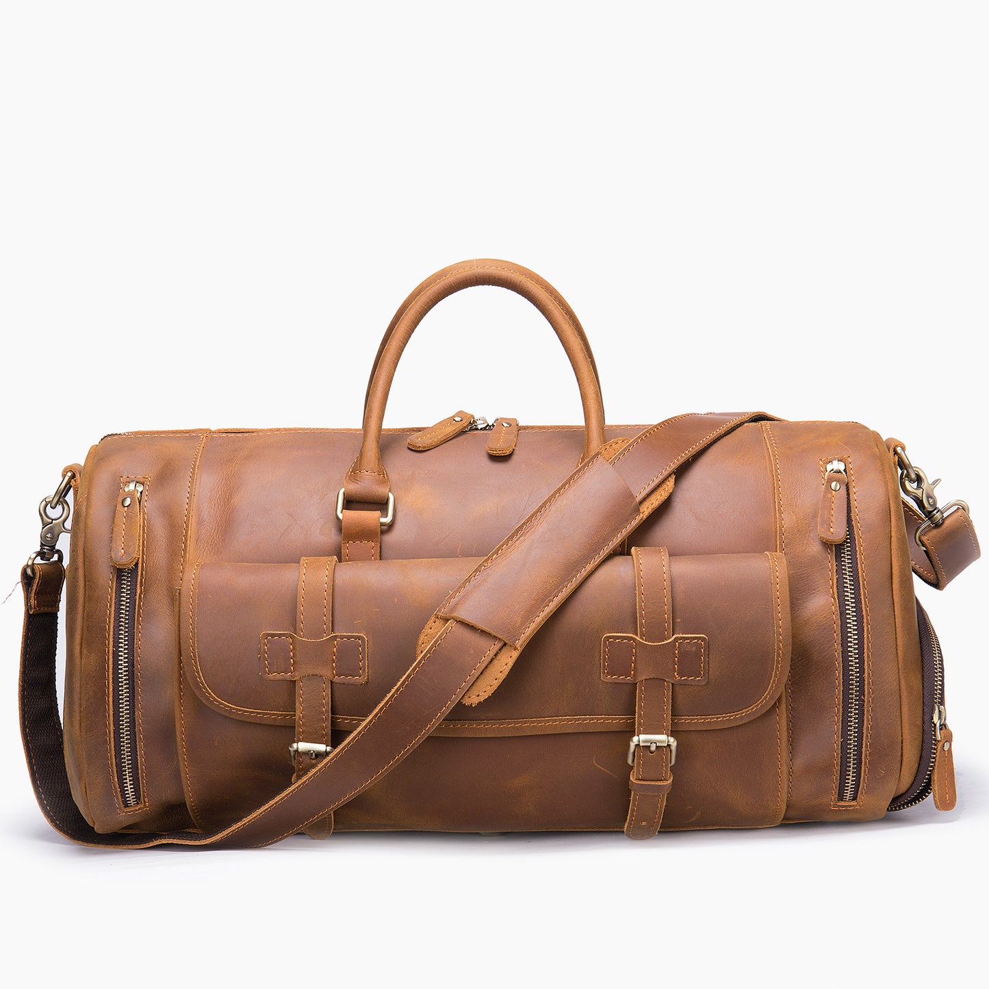 Men's Crazy Horse Leather Handmade Retro Large Travel Bags