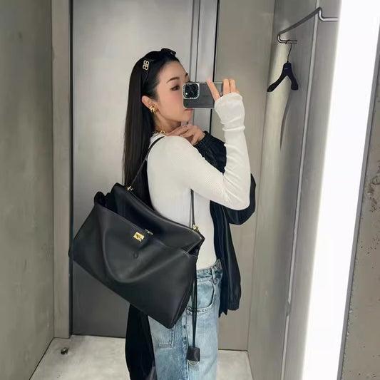 Women's Genuine Leather High-grade Underarm Commuter Kelly Tote Bags