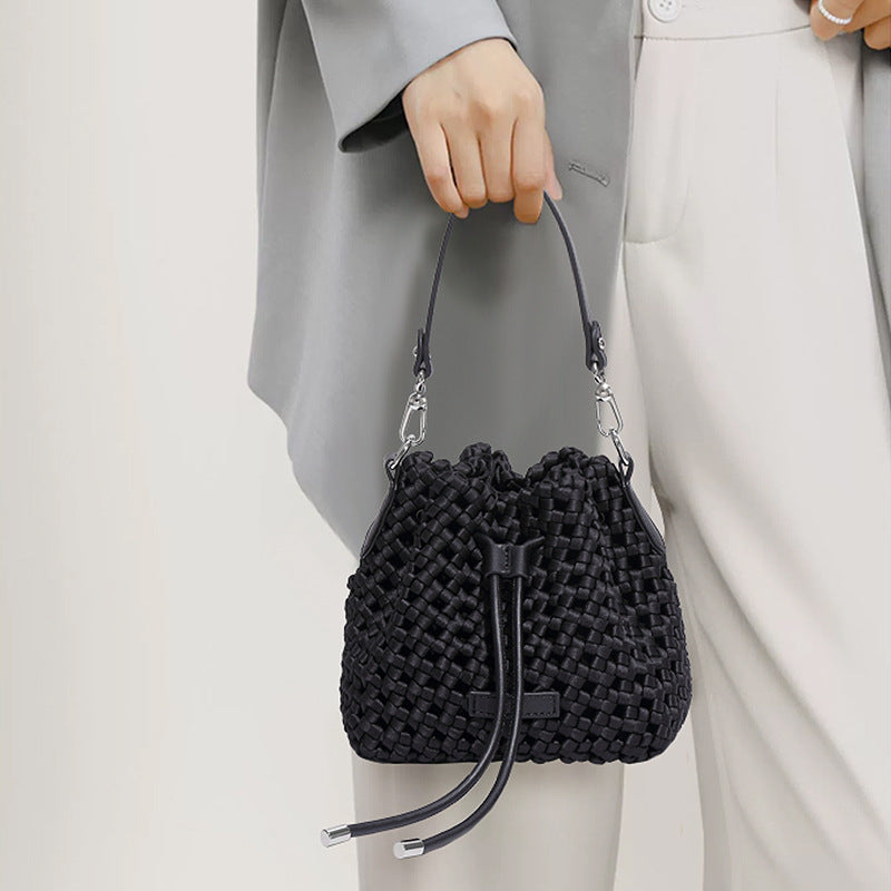 Silk Woven Fashion Trendy High-grade Versatile Bucket Bags