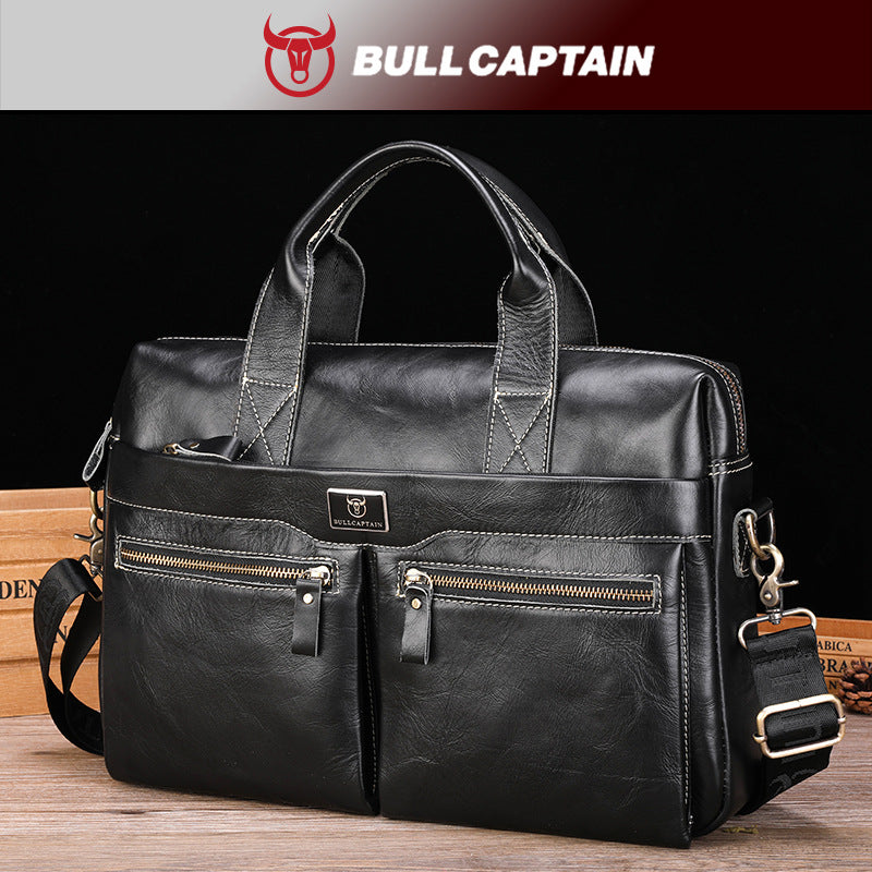 Men's Leather Goods First Layer Cowhide Large Capacity Men's Briefcases