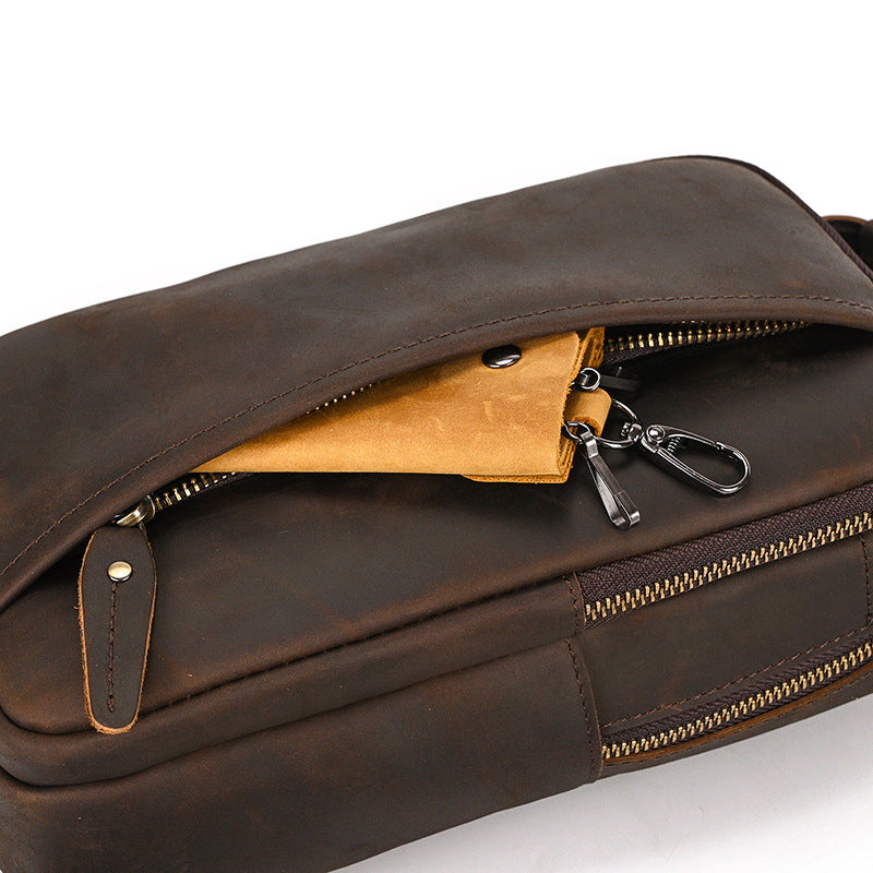 Crazy Horse Leather First Layer Cowhide Men's Chest Bags