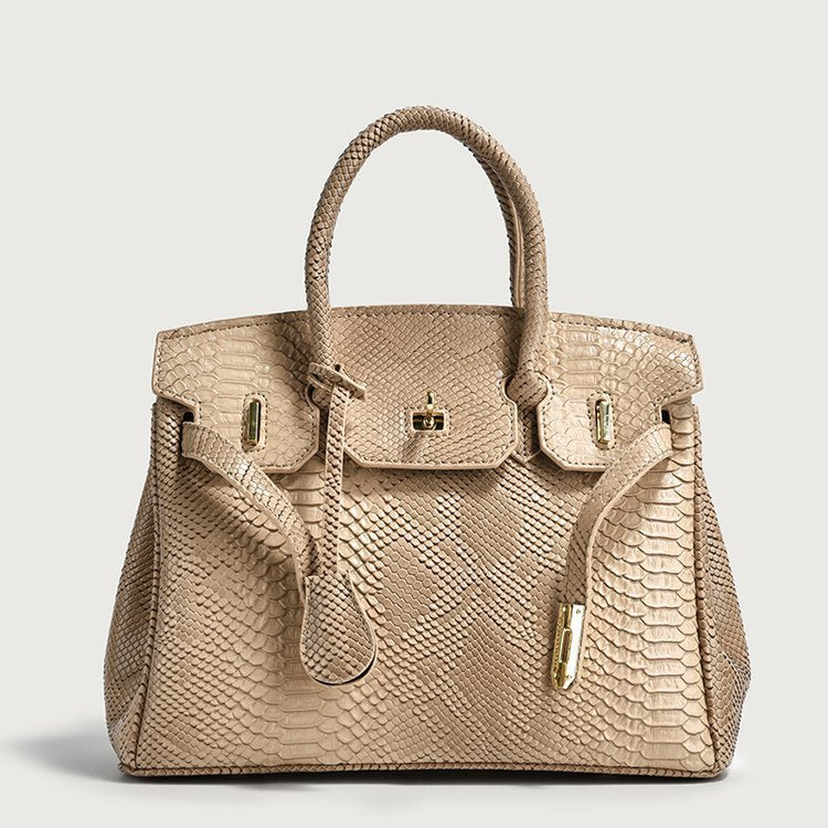 Women's Retro Snakeskin Pattern Kelly Trendy Large Shoulder Bags