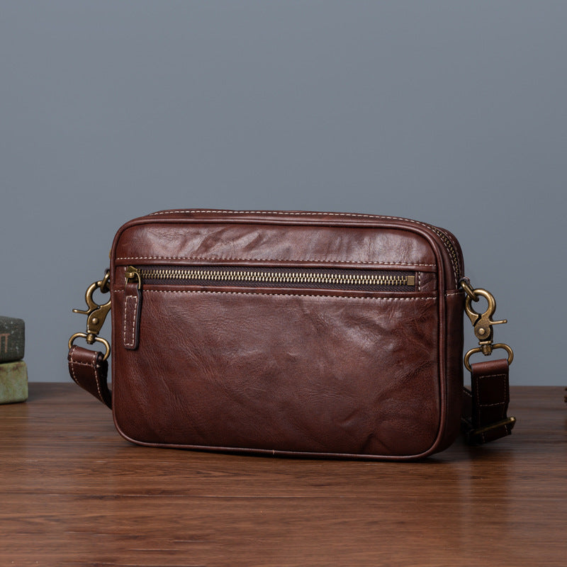 Men's First Layer Tree Height Vegetable Tanning Leather Hand Men's Messenger Bags