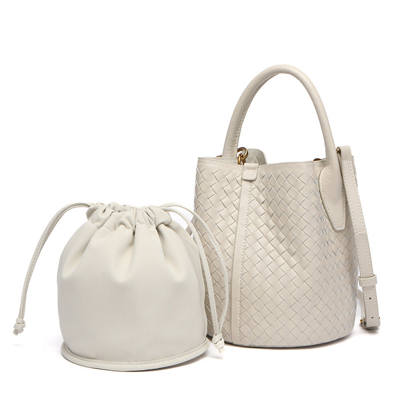 Women's Woven Sheepskin Portable Vegetable Basket Handbags