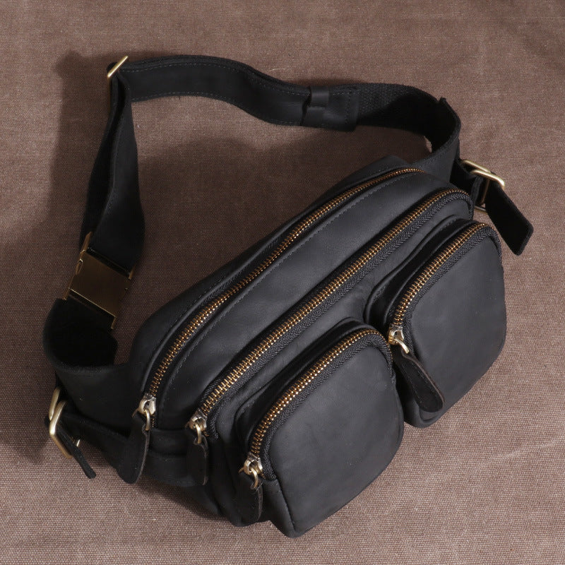 Men's Leather Pocket Cashier First Layer Cowhide Men's Waist Packs