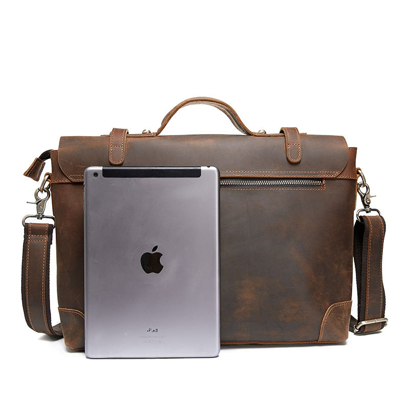 Men's Vintage Genuine Leather Computer Crazy Horse Men's Briefcases