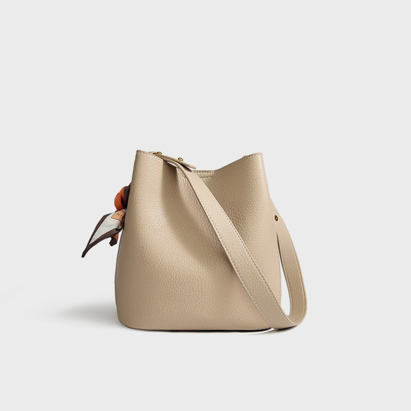 Women's Leather Free Silk Scarf Mother Advanced Bucket Bags