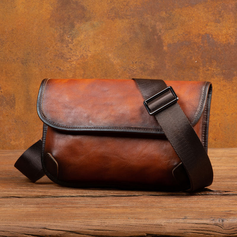 Men's Leather Envelope Retro First Layer Cowhide Shoulder Bags