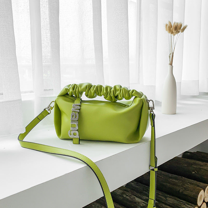 Pleated Fresh Cloud Rhinestone Pendant Portable Bags
