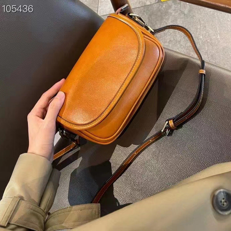 Women's Genuine Leather Vegetable Tanned Cowhide Hand-rub Crossbody Bags