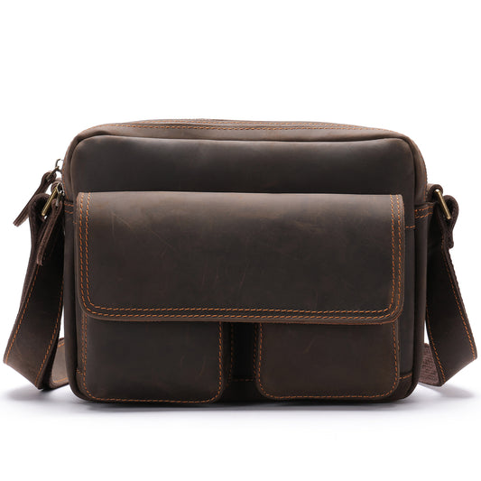 Men's Crazy Horse Leather Retro Large Capacity Top Men's Messenger Bags