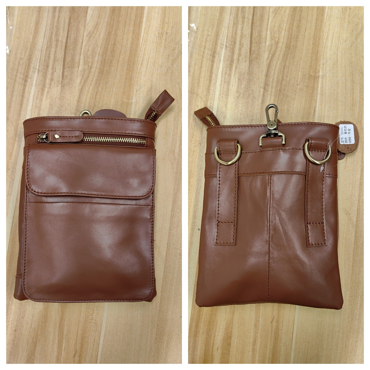 Men's Leather Oil Wax Pants Pannier Mobile Men's Waist Packs