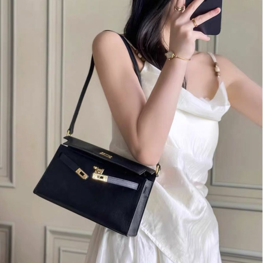 High-grade Genuine Leather Goat Pattern Kelly Armpit Bags