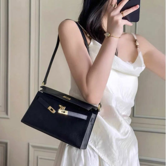 High-grade Genuine Leather Goat Pattern Kelly Armpit Bags