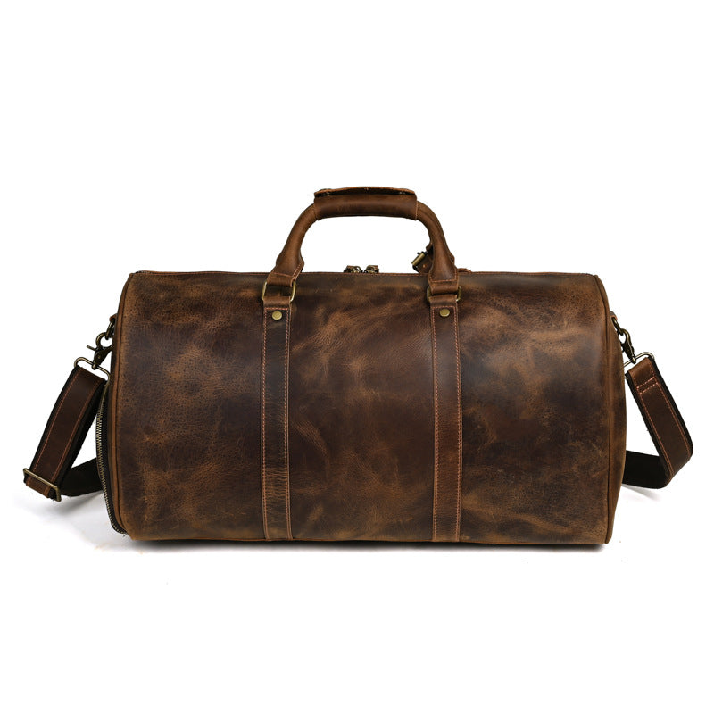 Men's Crazy Horse Leather Vintage Genuine Large Travel Bags