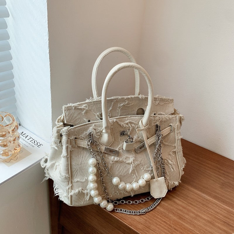 Retro Denim Portable Platinum Kelly Female Beggar Crossbody Bags