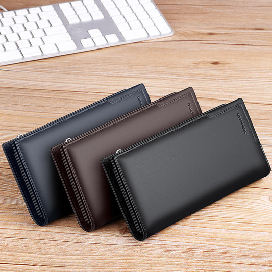 Men's Genuine Leather Long Large Capacity Multiple Men's Handbags