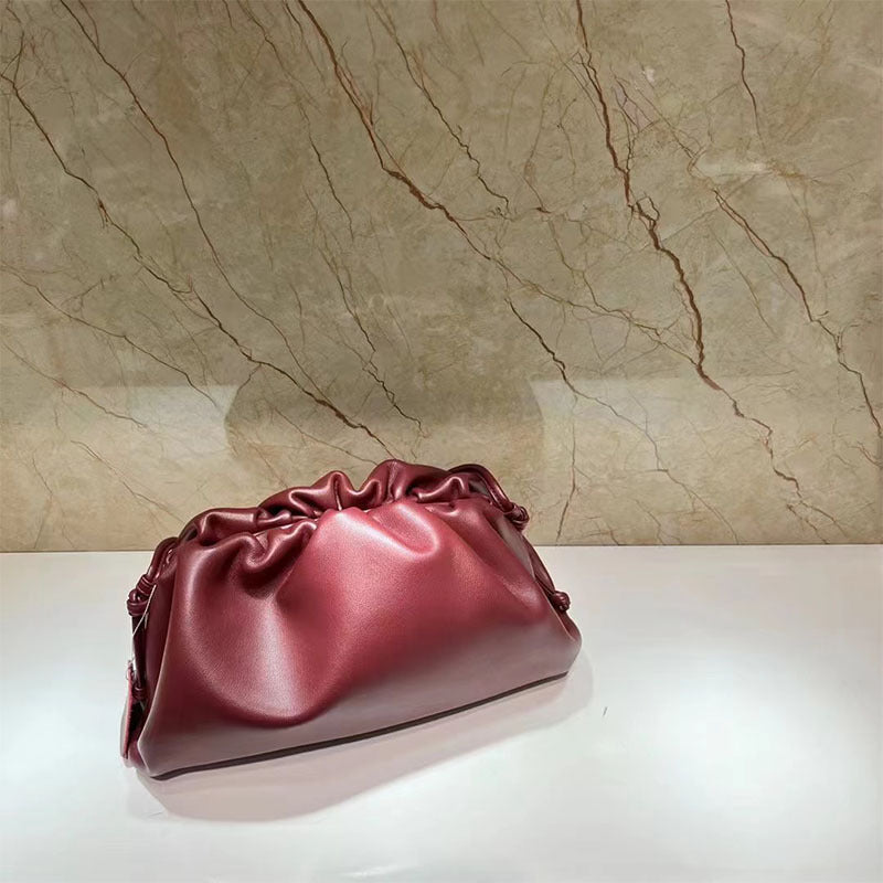 Women's Selected Genuine Leather Dumpling Clutch Cowhide Crossbody Bags