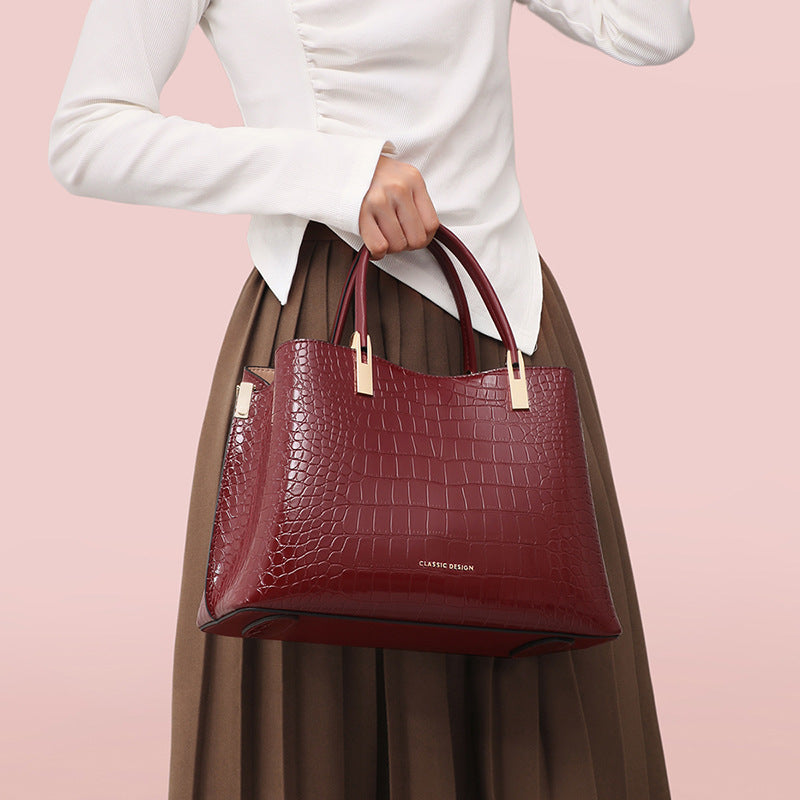 Women's Red Genuine Leather Mother-in-law Light Luxury Wedding Handbags