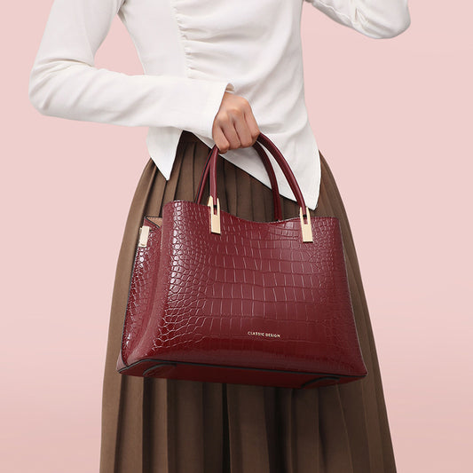 Women's Red Genuine Leather Mother-in-law Light Luxury Wedding Handbags