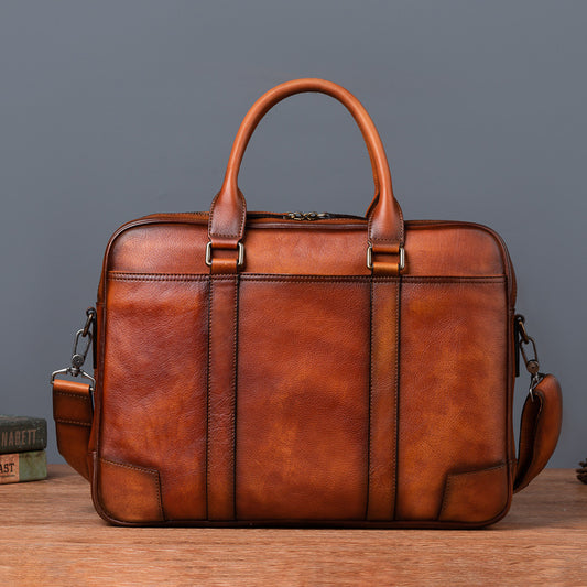 Top Layer Tree Height Vegetable Tanning Men's Briefcases