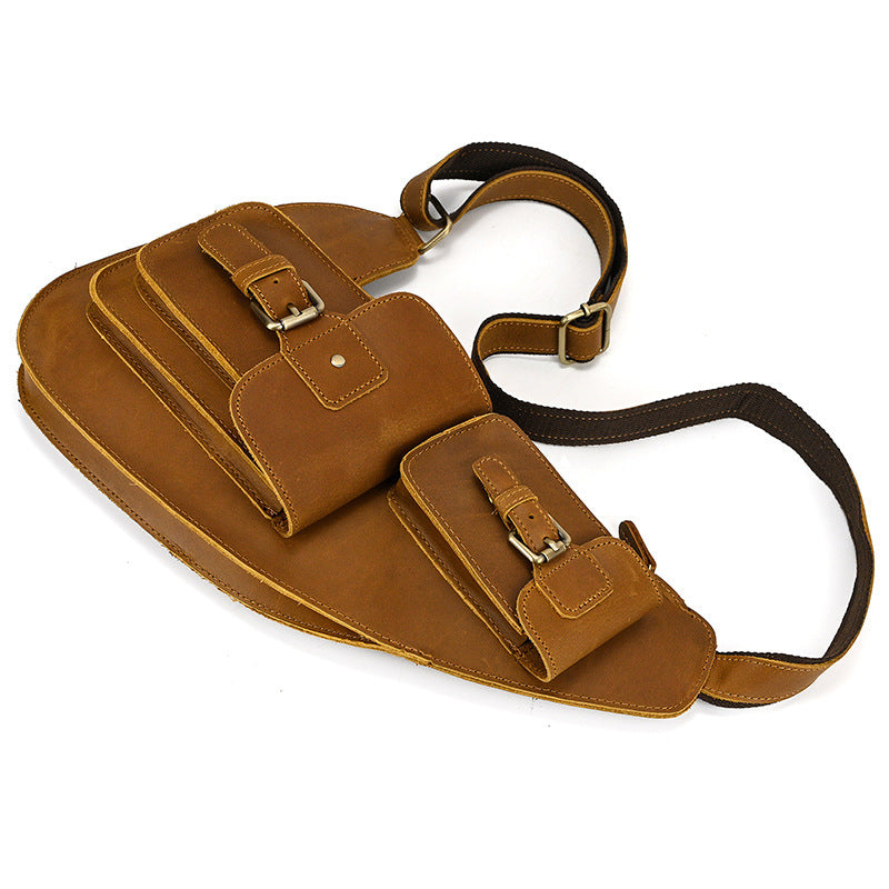 Men's Leather Crazy Horse Vintage Large Capacity Household Men's Chest Bags