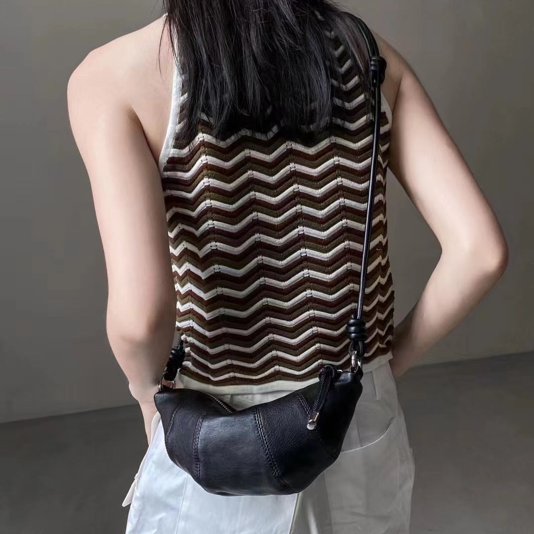 Women's Genuine Leather Single Vegetable Tanned Croissant Shoulder Bags