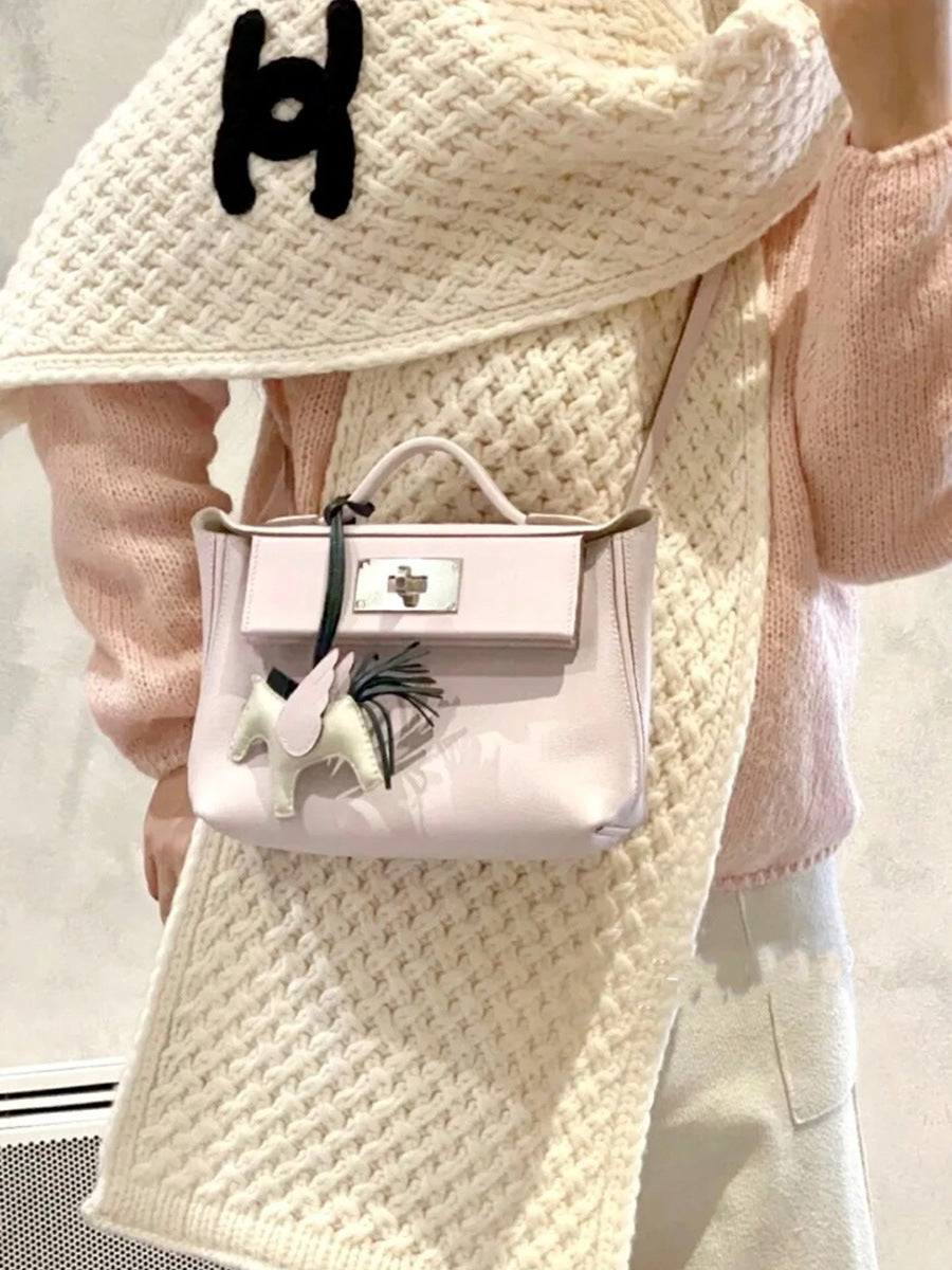 Women's First Layer Cowhide Kelly Genuine Leather Small Square Bags