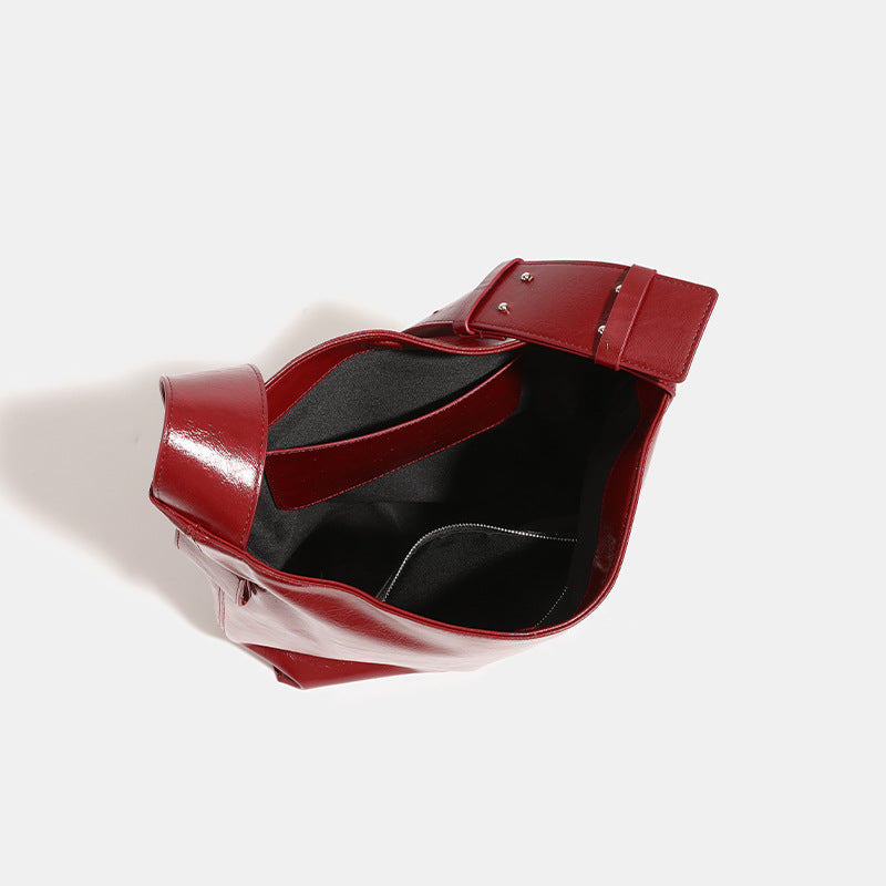 Design Oil Wax Leather Hobo Red Tote Bags