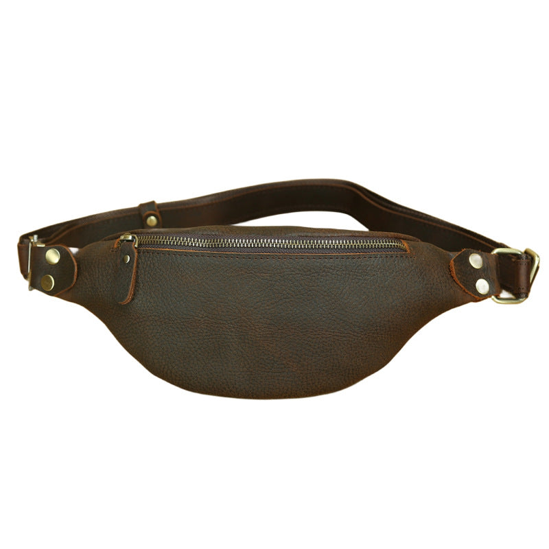 Men's Ancient Hipster Retro Crazy Horse Leather First Men's Chest Bags