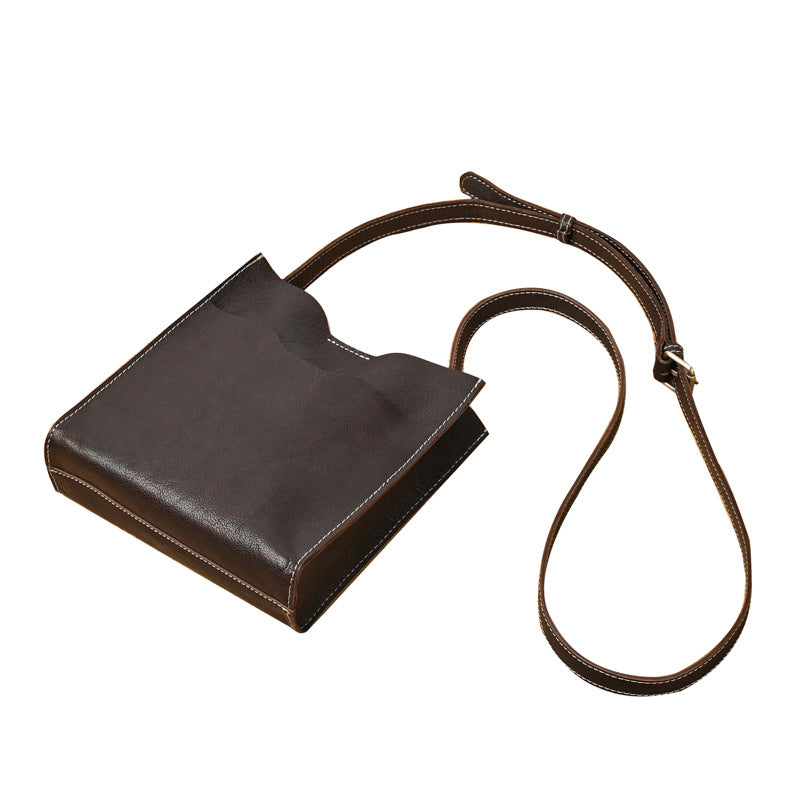 Women's Genuine Leather Handmade Mori Style Vegetable Tanned Crossbody Bags