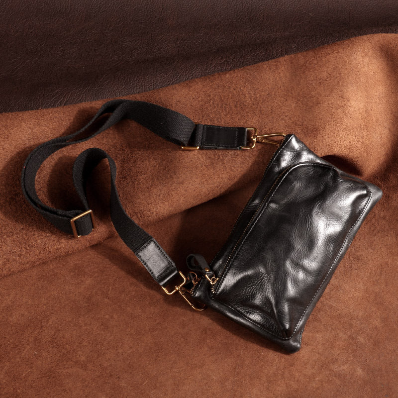 Men's Genuine Leather Retro Vegetable Tanned Tanning Men's Chest Bags