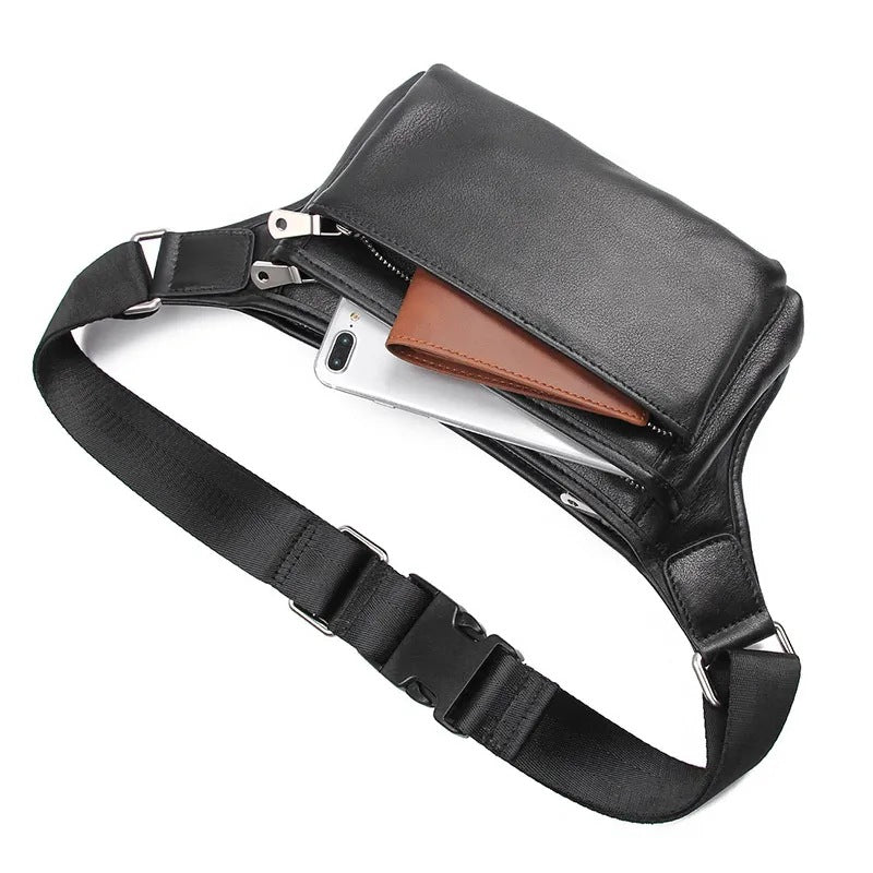 Men's Multifunctional Mobile Genuine Leather Large Capacity Men's Waist Packs