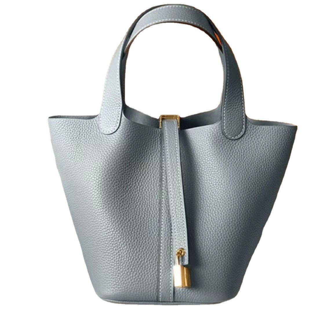 Women's Vegetable Basket Hand-held Lychee Pattern Cow Shoulder Bags