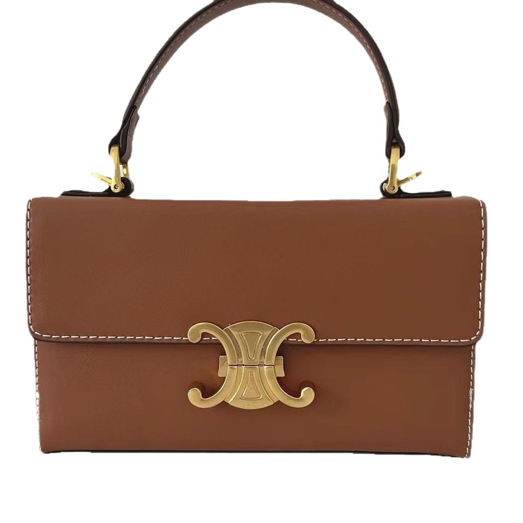 Women's Box Design Portable Retro Presbyopic Genuine Handbags