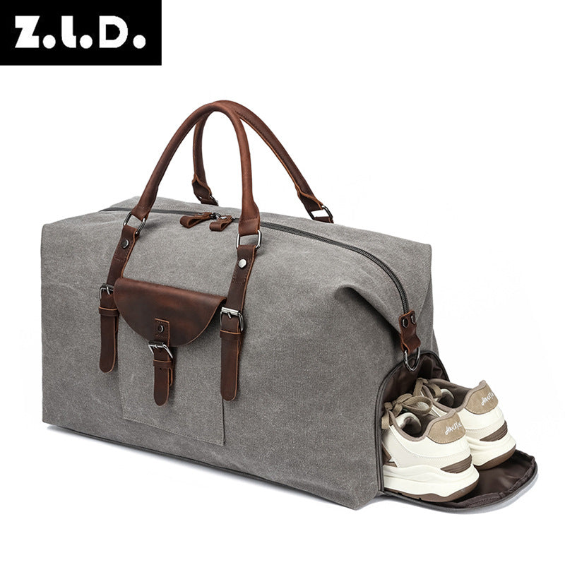 Men's Horse Leather Portable Business With Shoe Travel Bags