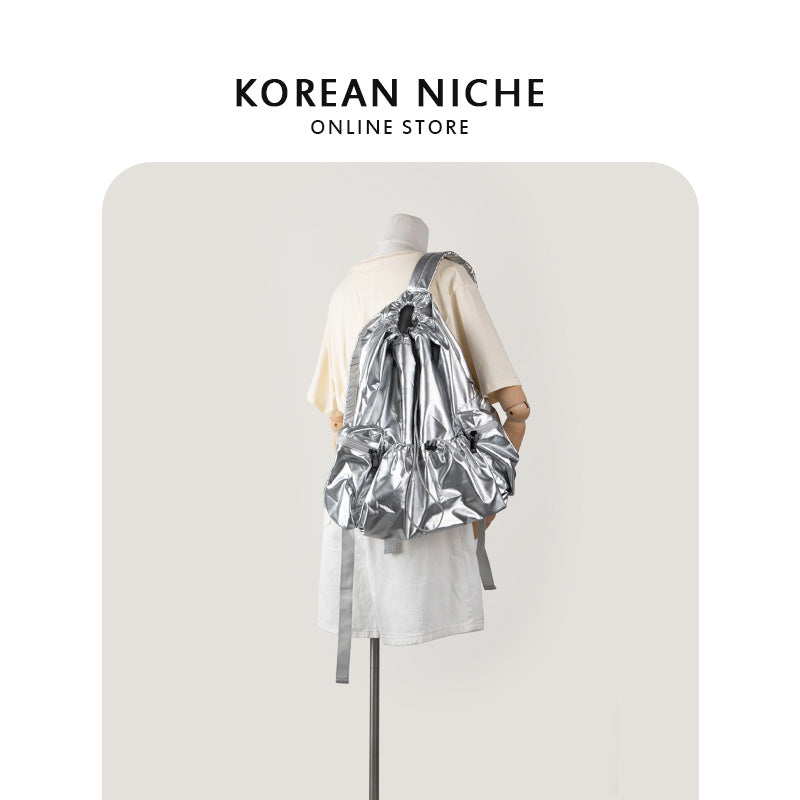 Sier Large Capacity Niche Pleated Drawstring Backpacks