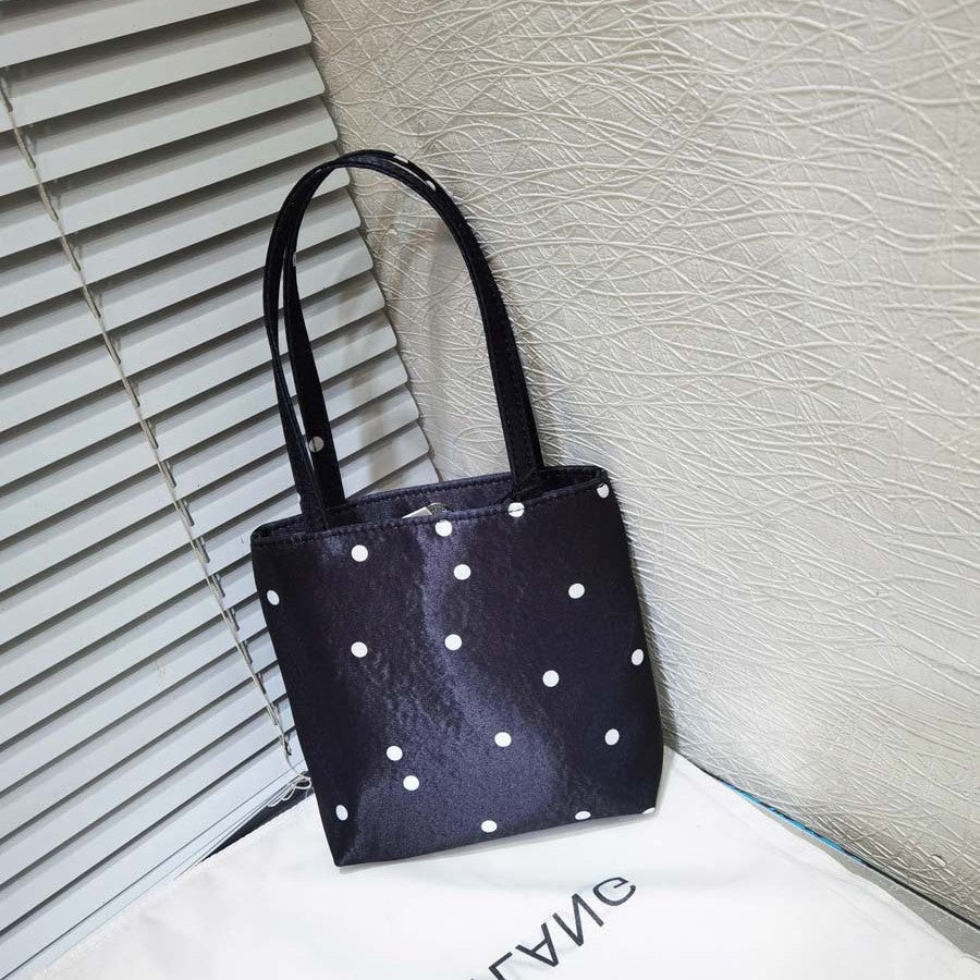 Women's Niche Retro High-grade Satin Polka Dot Tote Bags