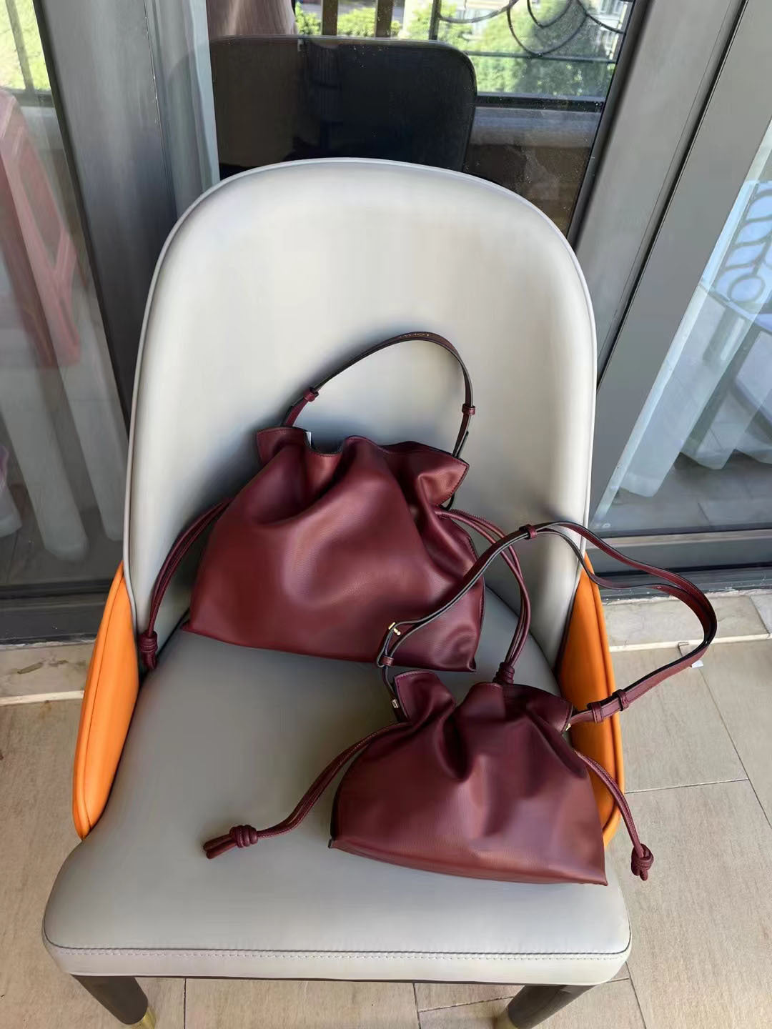 Women's High-grade Lucky Drawstring Mi Soft Leather Bucket Bags