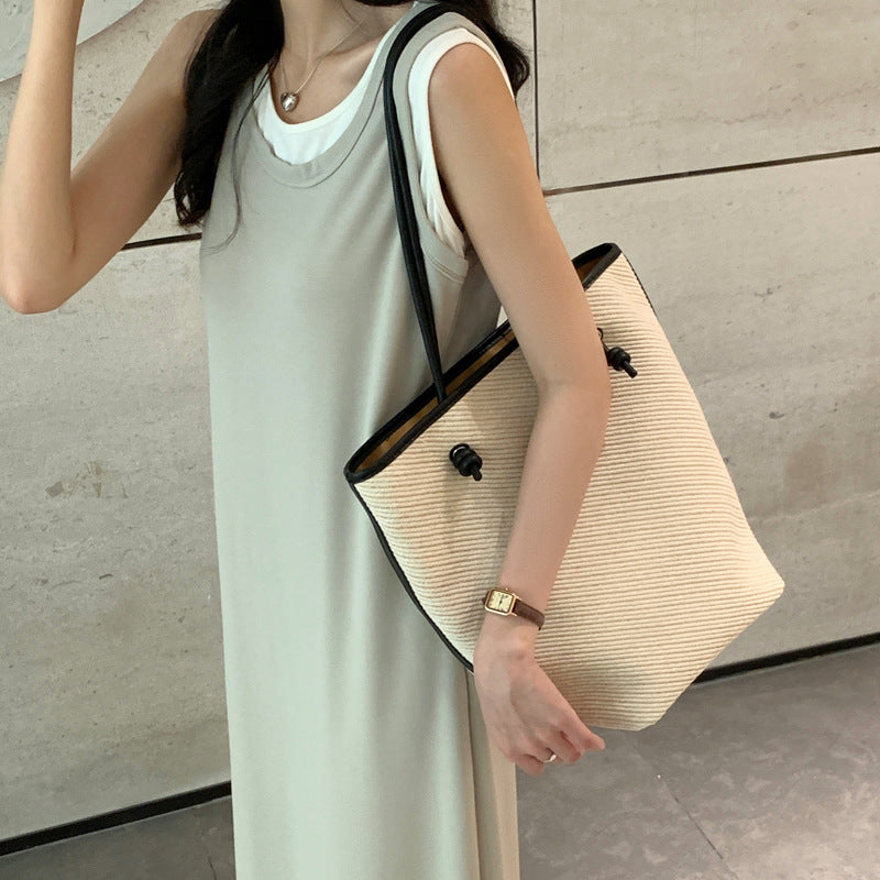 Women's Vacation Style Simple Commute Large Mother Shoulder Bags