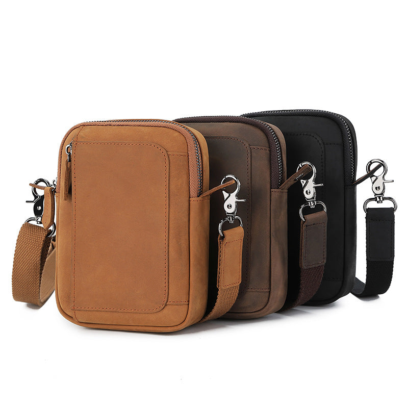 Men's First Layer Cowhide Leather Top Crazy Horse Men's Shoulder Bags