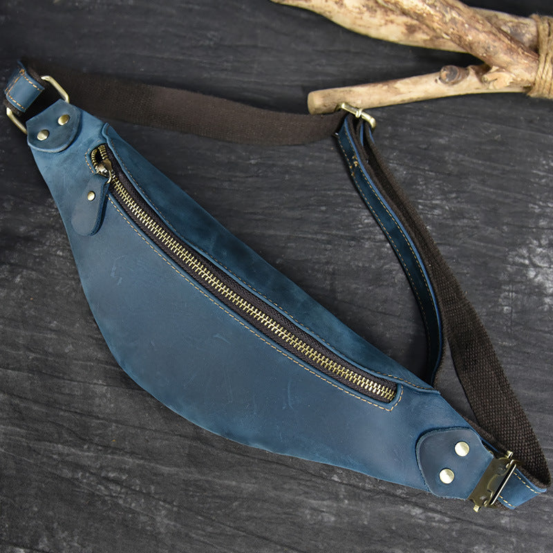 Men's Durable Retro Crazy Horse Leather Men's Chest Bags