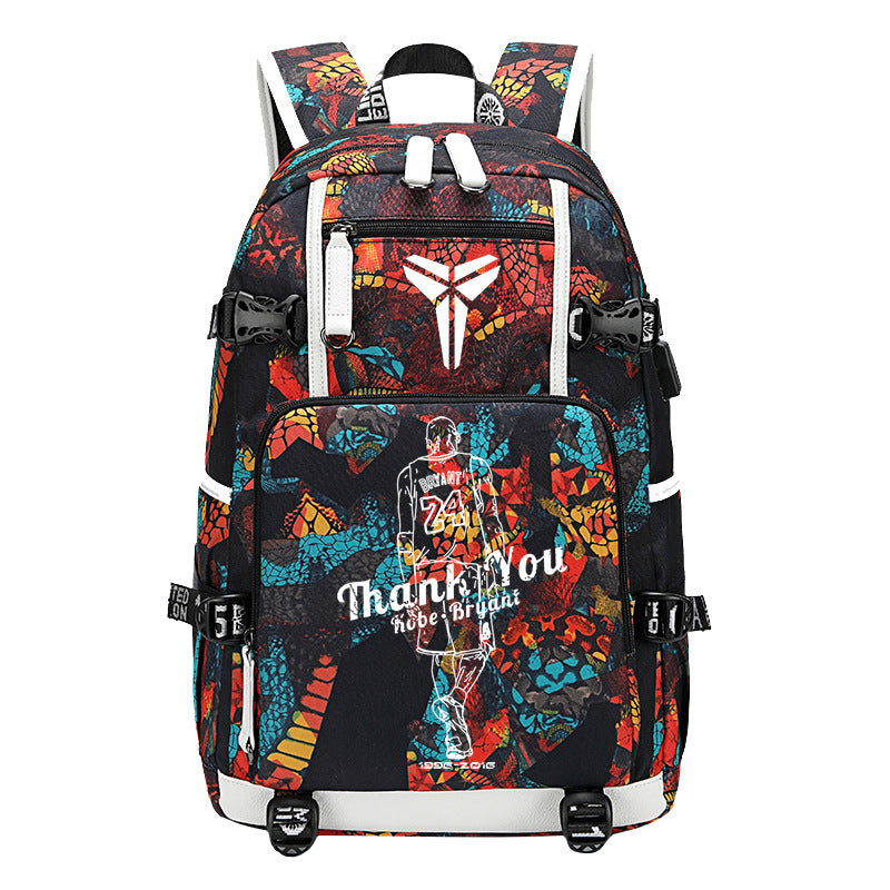 Men's Black Mamba Basketball Thermal Transfer Printing Backpacks