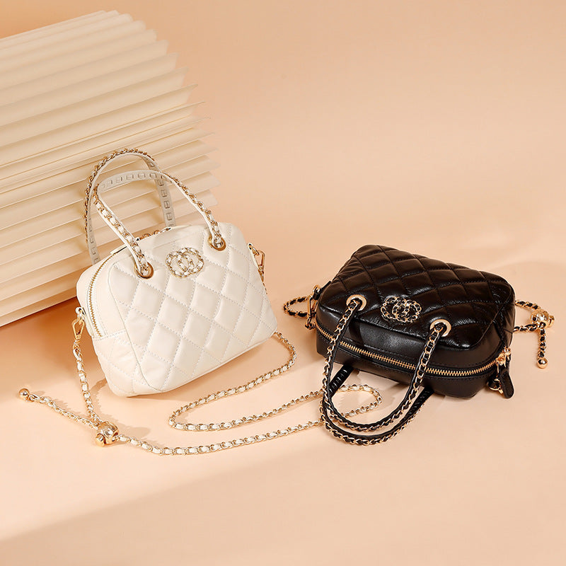 Diamond Pattern Portable Advanced Top Layer Handbags