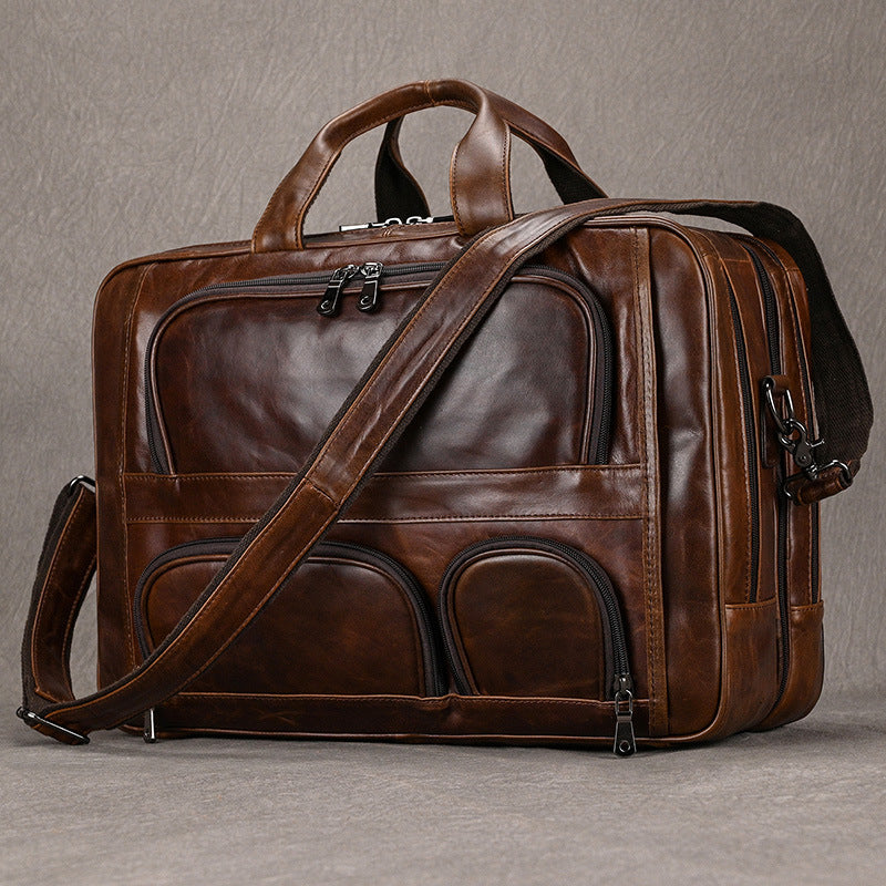 Men's Leather Large Capacity Business Cowhide Inch Men's Briefcases