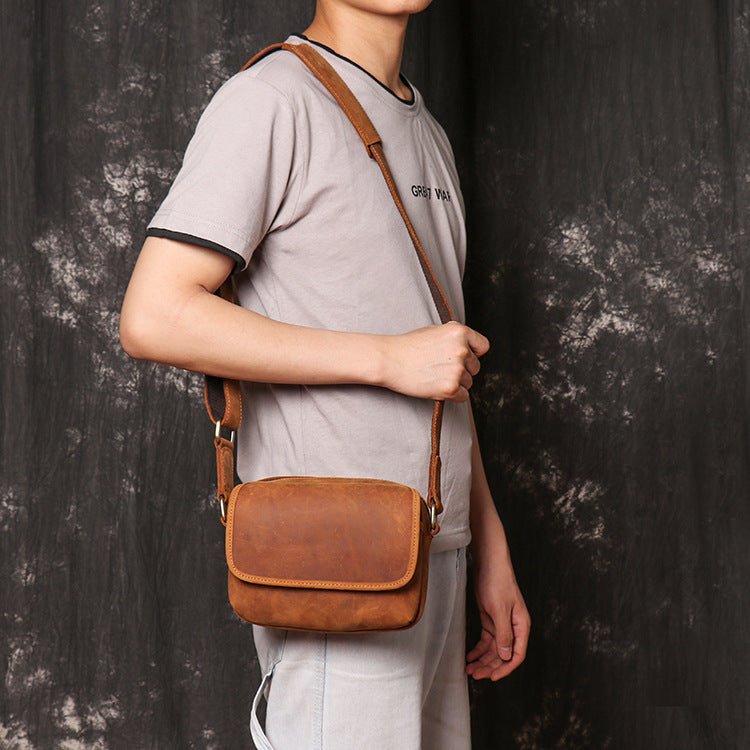 Women's & Men's & Retro Crazy Horse Leather Men's Shoulder Bags