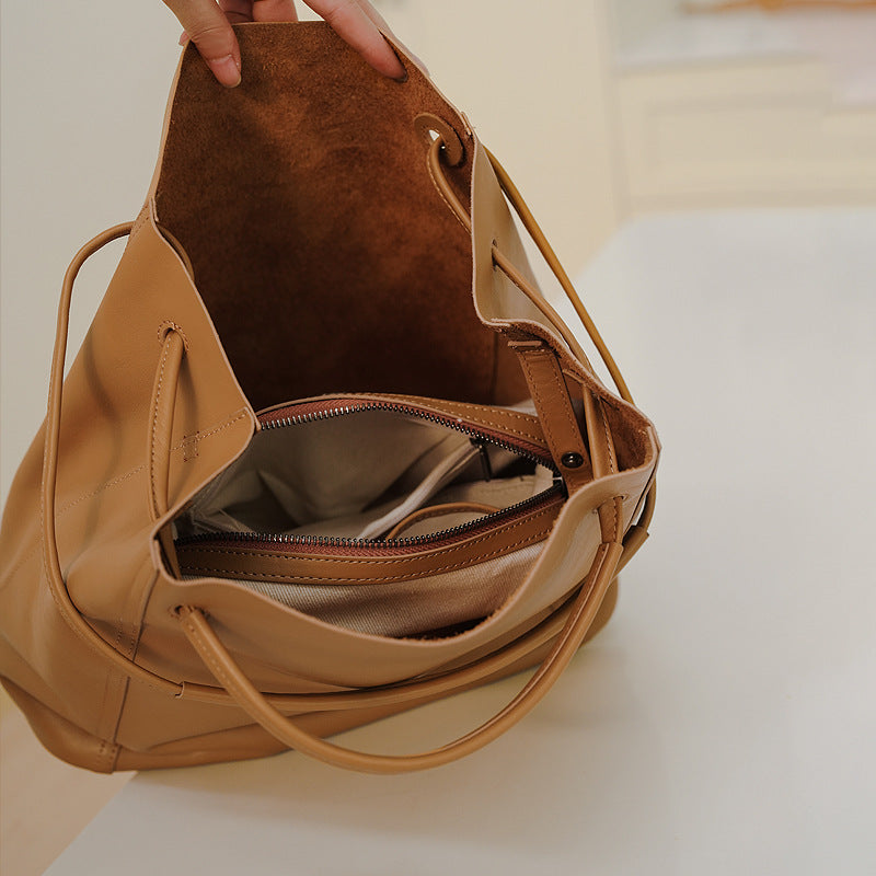 Women's Soft Cowhide Genuine Leather Large Capacity Commuter Tote Bags