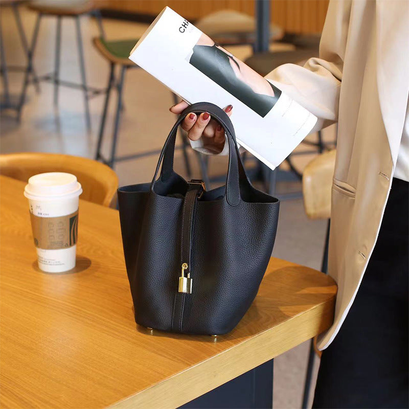 Women's Cowhide Genuine Leather Vegetable Basket Commuter Bags