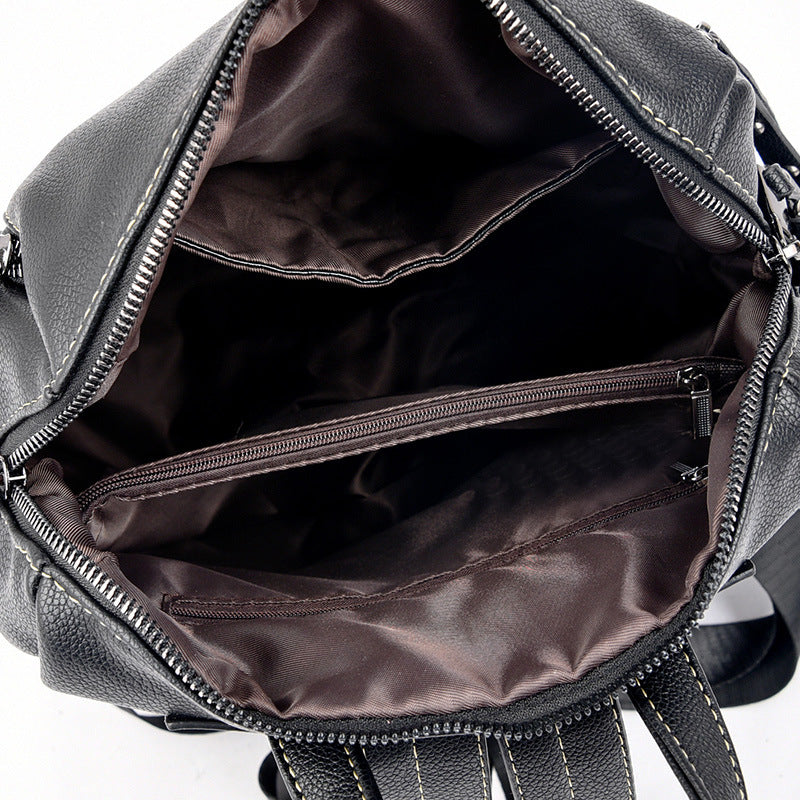 Women's Genuine Leather Korean Versatile Large Capacity Backpacks